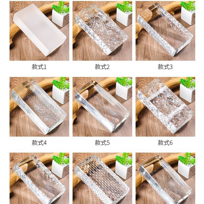 Transparent super white solid glass brick square hollow crystal brick porch screen partition background wall net red coffee table Transparent super white solid glass brick square hollow crystal brick porch screen partition background wall net red coffee table