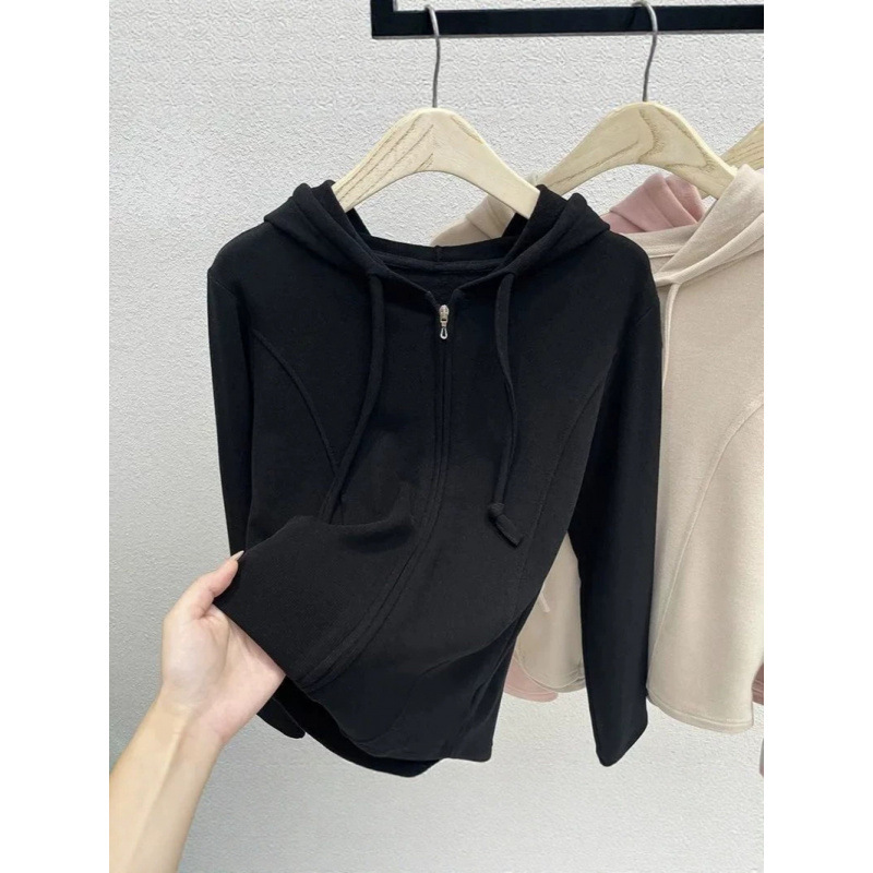 New Spring and Autumn Korean Style Hooded Long Sleeve Cardigan Coat for Plus Size Women, Loose Casual Solid Color Top, Plus Size Women's Coat