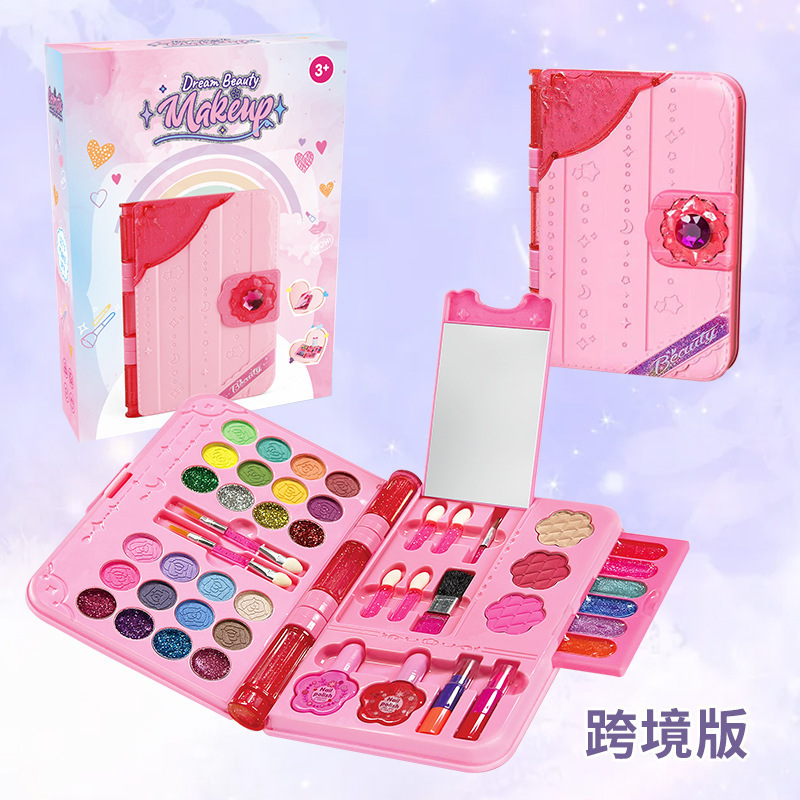 Niños y niñas transfronterizos maquillaje caja de maquillaje juegos de joyería lavable esmalte de uñas lápiz labial sombra de ojos mesa de maquillaje
