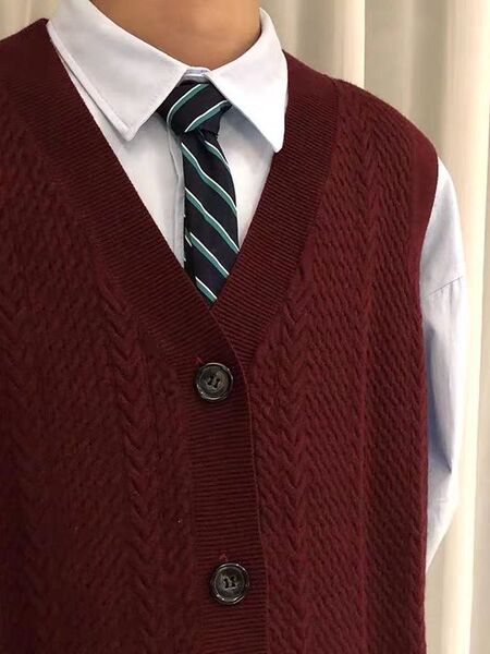 Retro Japanese burgundy cardigan