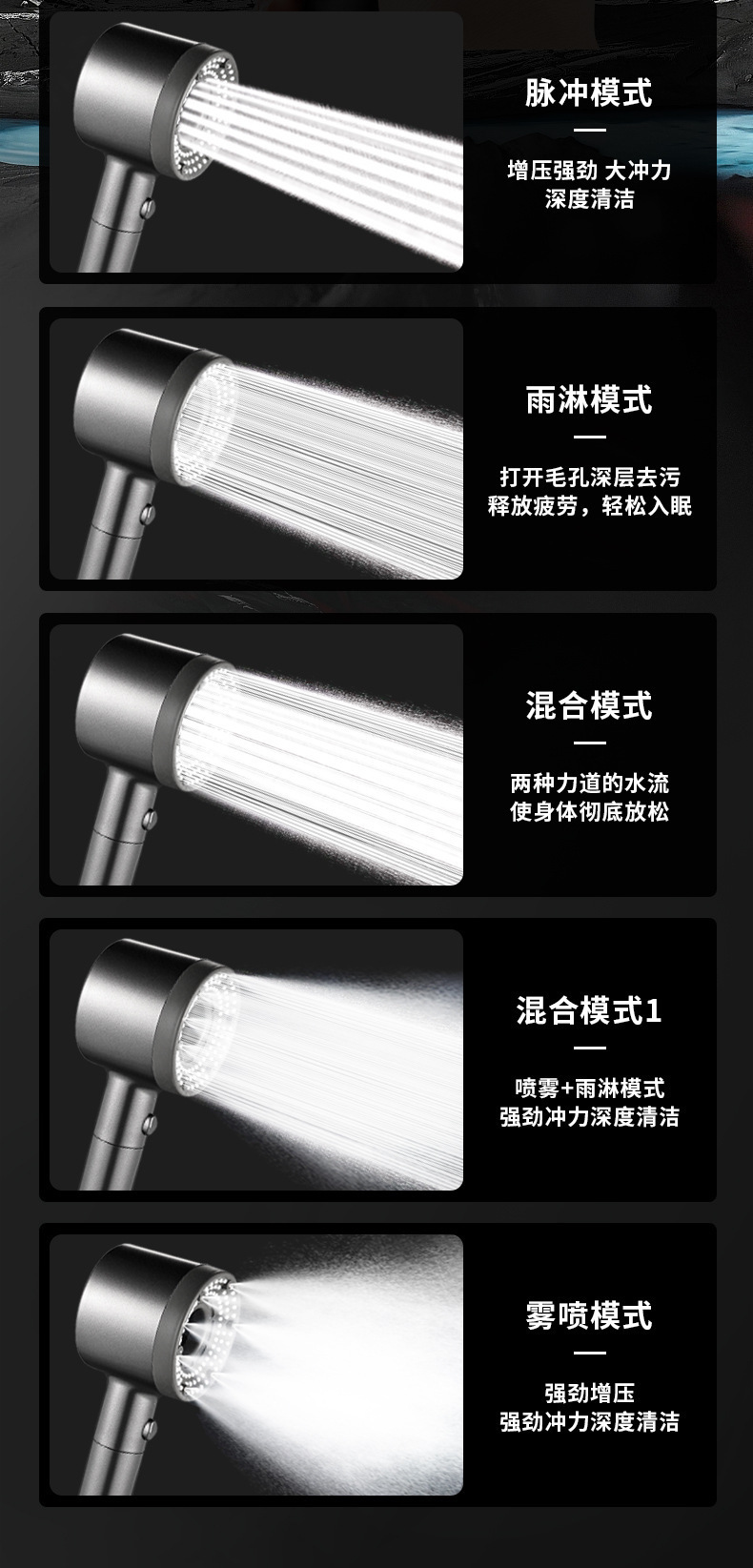 Filter pressurized showerhead, five-speed adjustable pressurized household bathroom water heater, bathing, rain shower, bathing undefined