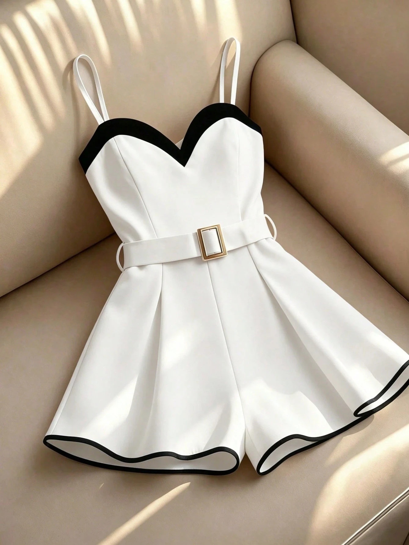 Pantalones cortos de cintura blancos de verano femeninos temperamento francés delgetting sling jeans vestido de moda de vacaciones
