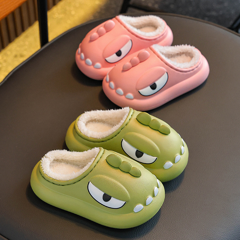 Zapatillas de algodón para niños, niños, niños, niños, invierno, zapatos de algodón cálidos, EVA impermeables, padres e hijos, bolsas de tacones para bebés en casa