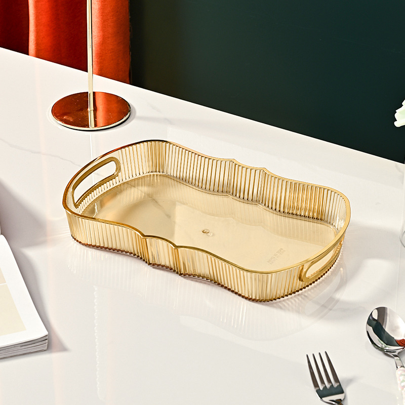 Luz de lujo rectangular borde dorado taza de agua bandeja de té taza de té del hogar sala de estar bandeja de fruta taza juego de té bandeja de almacenamiento