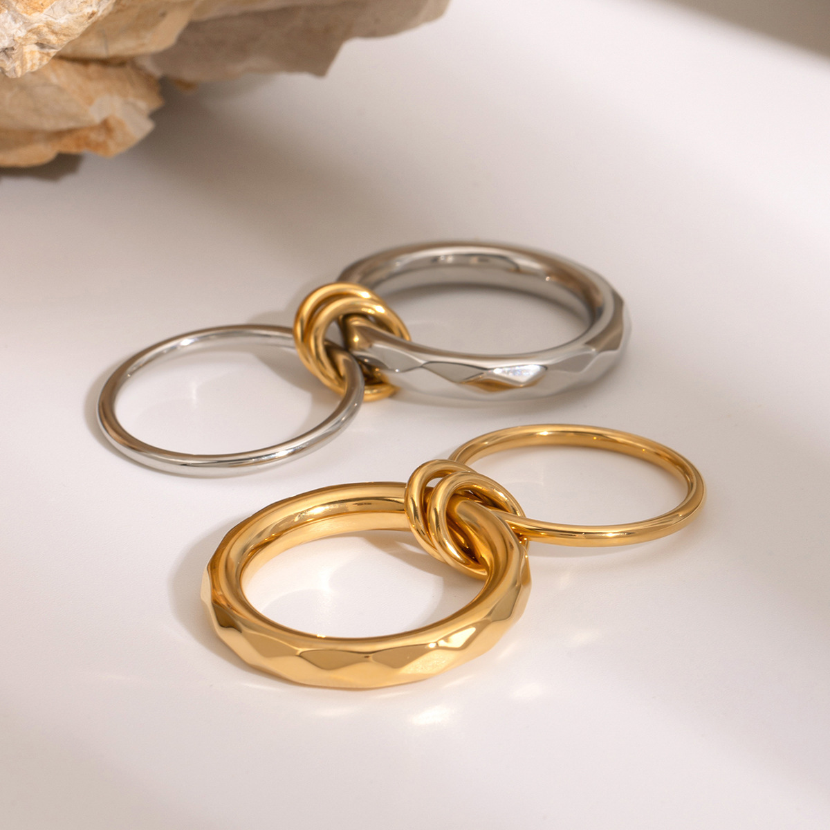 Joyas transfronterizas JEDING Anillos de acero inoxidable de alta calidad anillos de dedos de acero de titanio superpuestos