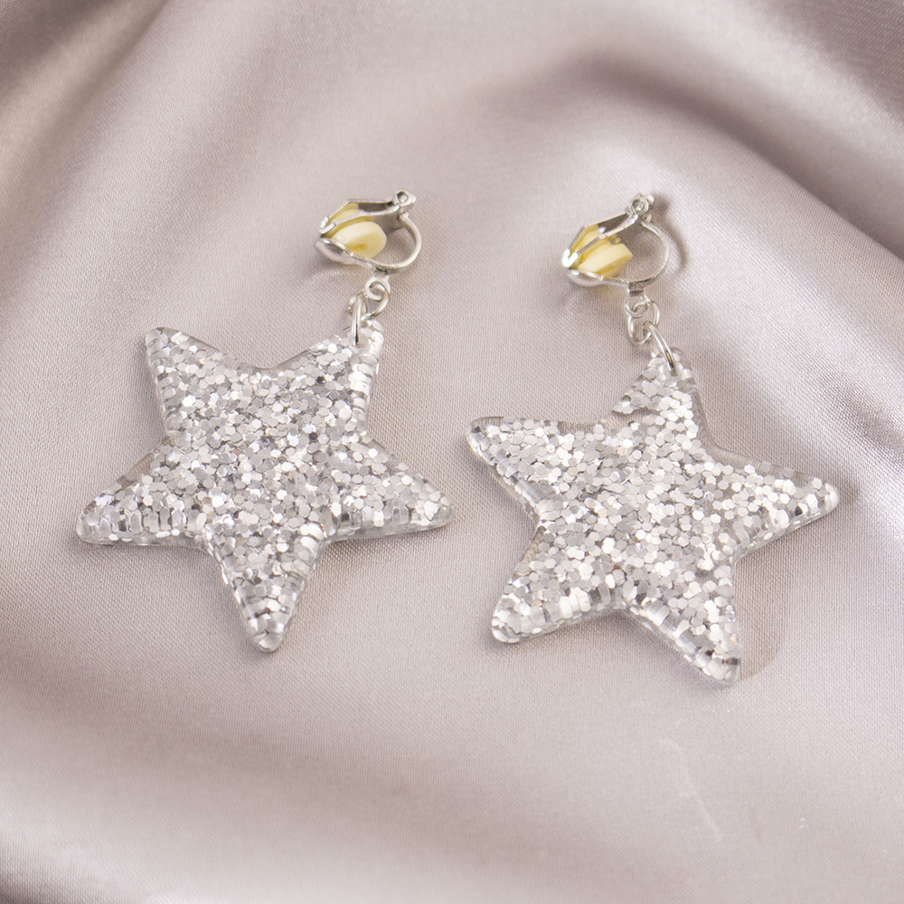 Pendientes de estrella de diamantes de moda de lujo ligero, sin orejas perforadas, pendientes de nicho europeos y americanos de alta gama, pendientes de estrella de cinco puntas individuales para mujer