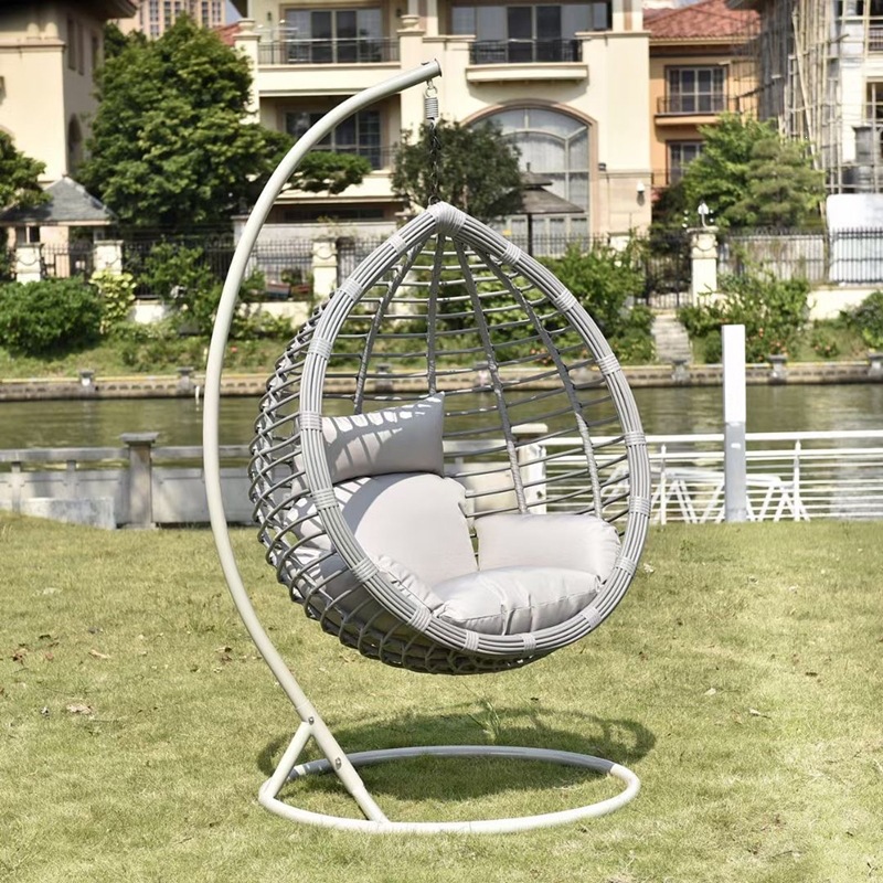 Silla Mecedora Colgante Doble con Estructura Metálica, Móvil y Reclinable, para Parque y Balcón image 23