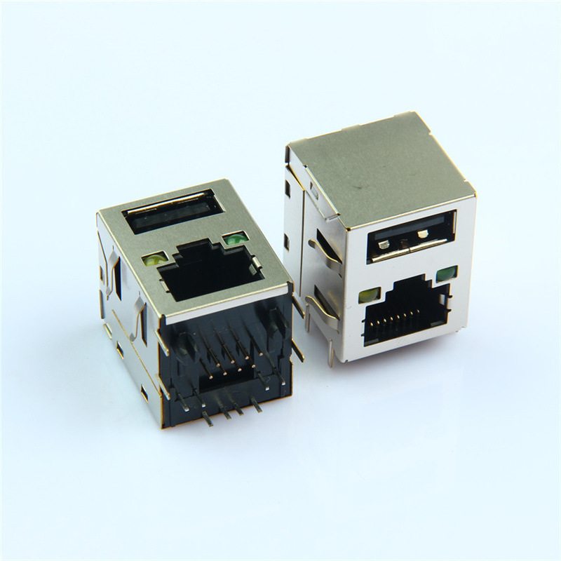 RJ45 network Port + usb2.0 female Integrated Connector with light short body Integrated Network Interface Network seat RJ45 network Port + usb2.0 female Integrated Connector with light short body Integrated Network Interface Network seat