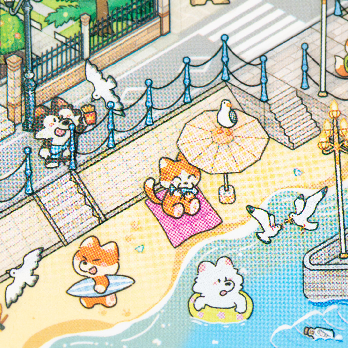 Etiqueta engomada de paisajismo grande en miniatura de Yuxian Capítulo de la ciudad 7.0 Qingdao 3D Cabaña tridimensional para niños Etiqueta engomada de la escena de la cuenta manual de bricolaje