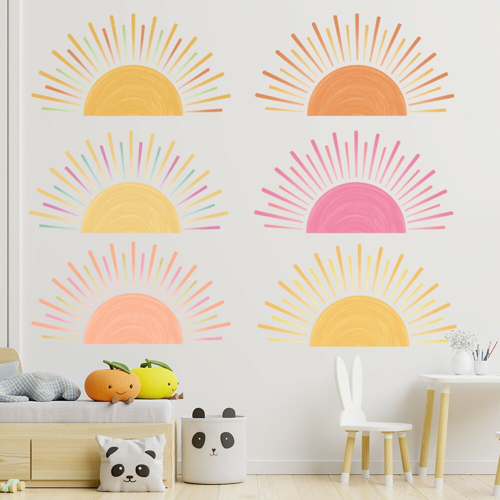 Bohemian Arch Sunflower Sticker Morandi Color System Living Room Bedroom Background Wallpaper Self-Adhesive Removable