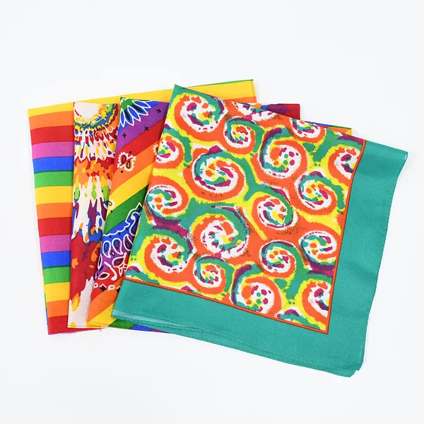 New Polyester Rainbow Striped Paisley Square Scarf European and American Style Magic Hip-Hop Fashion In-Stock Wholesale Printed Headscarf
