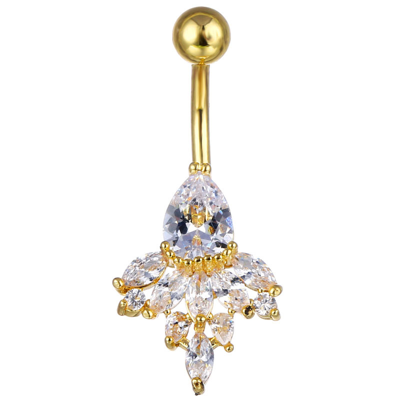 Piercing nombril avec incrustation florale et zirconia_voghion.com