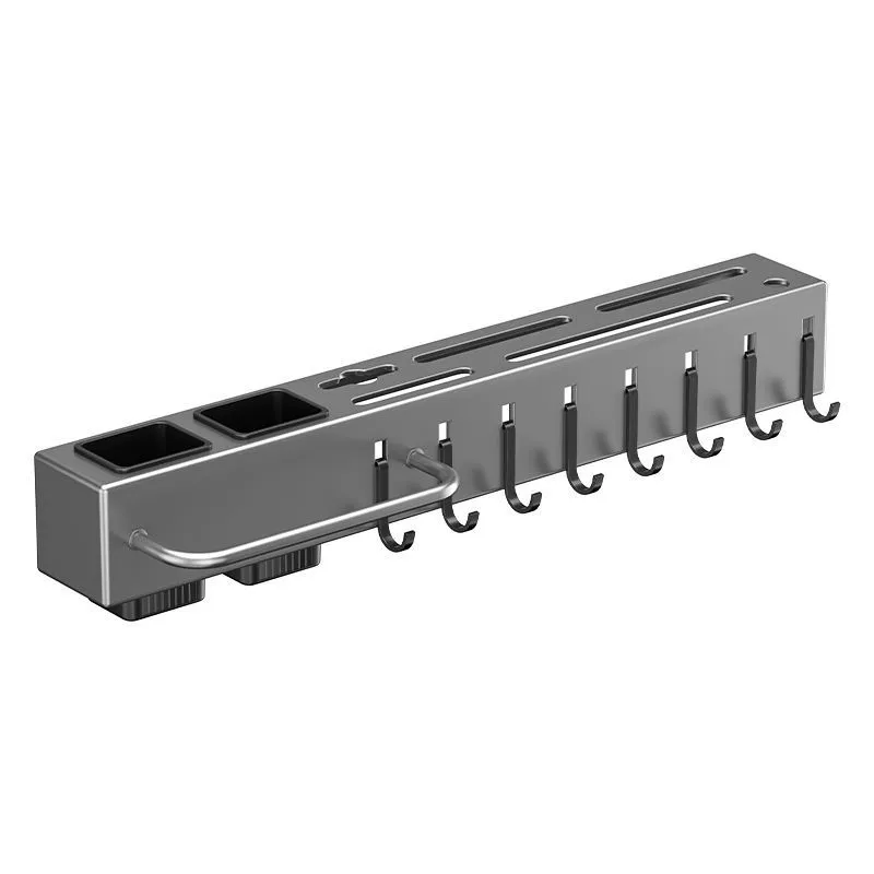 Wall-mounted Kitchen Storage Rack, Thickened Knife Holder, Multi-hook 30–60 cm (chopstick tube + rag rod)