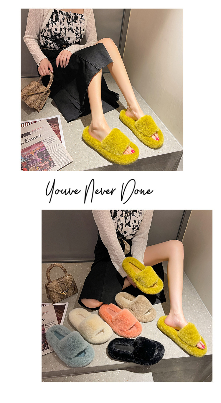 Women's Casual Solid Color Open Toe Plush Slippers display picture 1