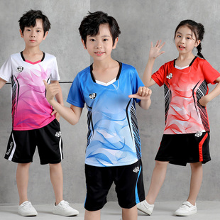Детский спортивный костюм для настольного тенниса подходит для мужчин и женщин, топ для школьников, футбольная форма, короткий рукав