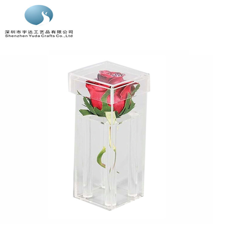 亚克力鲜花盒19.8X9.8X15.5CM单支透明永生花收纳盒 方形香皂花盒