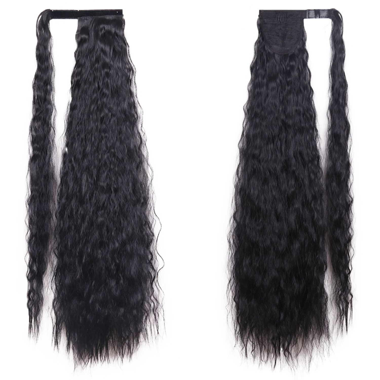 85CM peluca cola de caballo velcro maíz caliente cola de caballo largo cabello rizado fibra de caballo