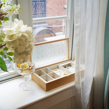 磁性木质收纳盒桌面储物盒家用实木盒子玻璃欧式木质首饰盒