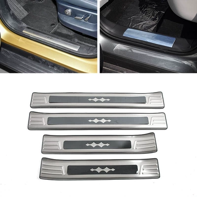 Plate, Tailgate, Dekorativ pedal başlıqları - door-outside-4-pieces-of-outer-sill-strips-stainless-steel-silver-titanium-brushed-for-byd-leopard-7