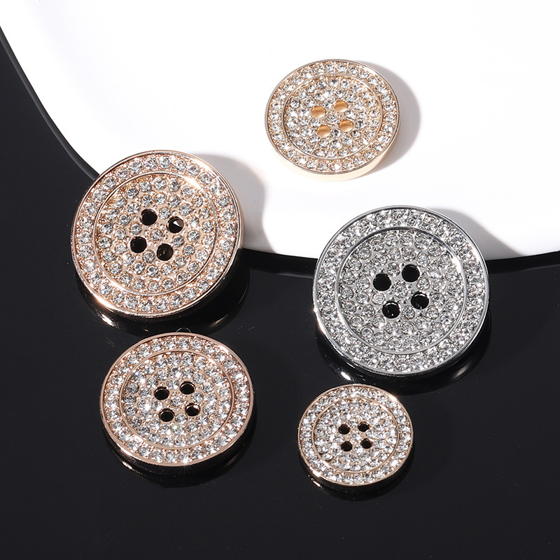 Round Four-Eye Rhinestone Buttons, High-End Women's Outwears, Woolen Outwears, Suits, Sweaters, Metal Buttons, Clothing Decorative Buttons Round Four-Eye Rhinestone Buttons, High-End Women's Outwears, Woolen Outwears, Suits, Sweaters, Metal Buttons, Clothing Decorative Buttons