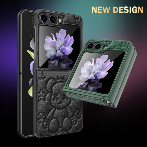 Suitable for Samsung Zflip5 mobile phone case fold5 violent bear hinge fold3 shell film integrated flip3 protective cover