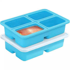 跨境新款冻汤盒超大冰格食品级2孔4孔硅胶冰格模具硅胶辅食冷冻盒