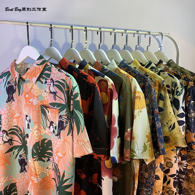 A generation of hair retro flower short sleeve design sense of niche flower shirt men vintage Thailand Hawaii shirt A generation of hair retro flower short sleeve design sense of niche flower shirt men vintage Thailand Hawaii shirt