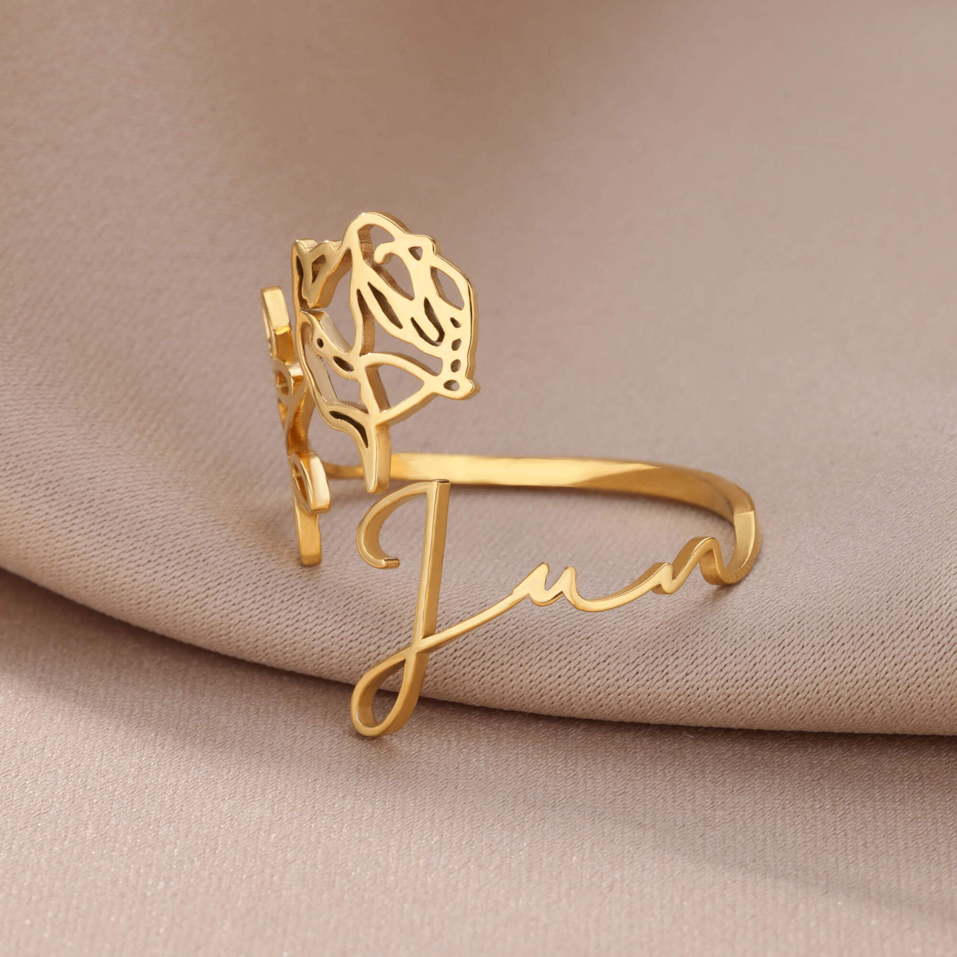 Joyería Al Por Mayor Estilo Vintage Estilo Clásico Flor Acero Inoxidable 304 Enchapado Anillos Abiertos display picture 33