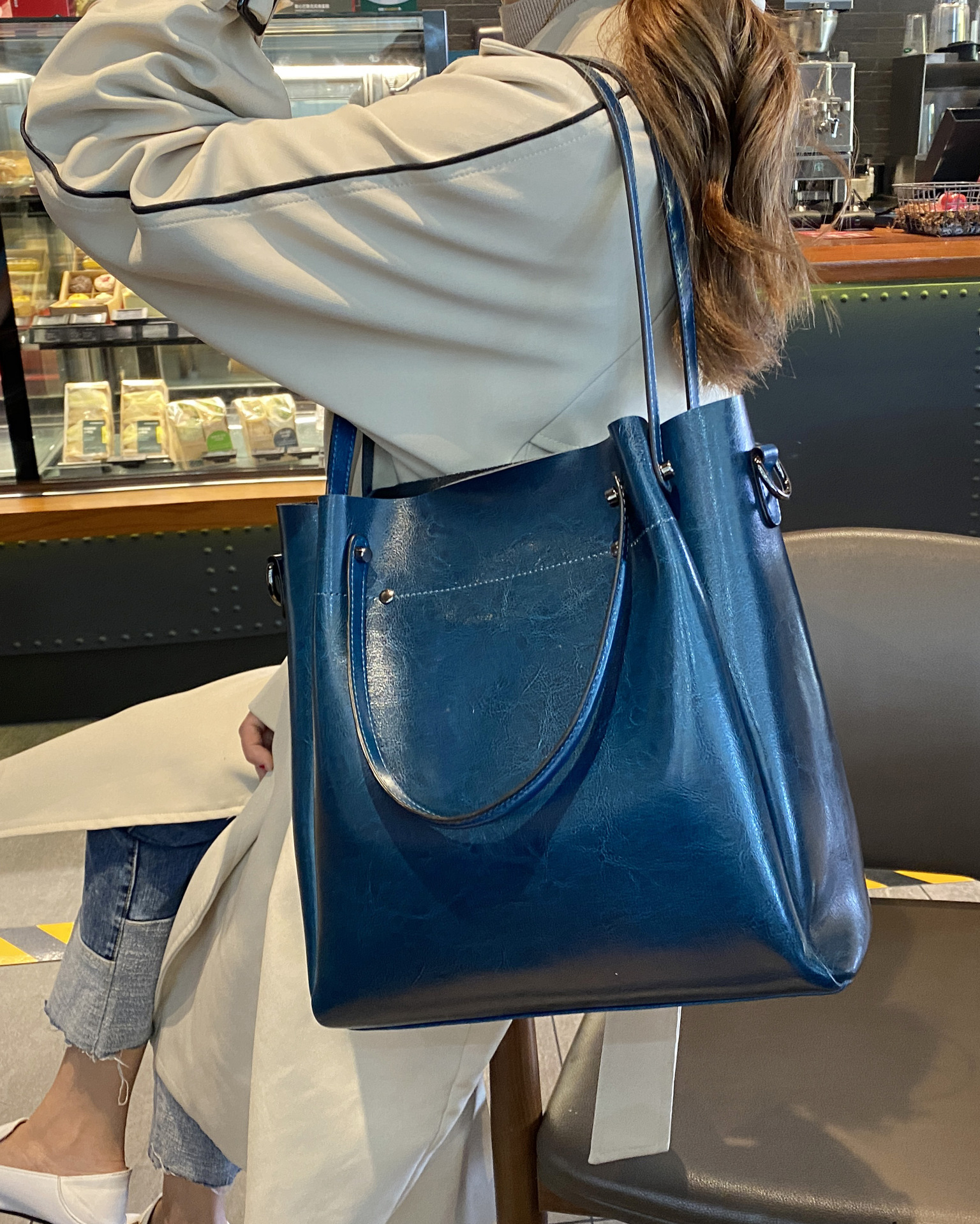 Borsa a secchiello donna in vera pelle, elegante borsa a spalla_voghion.com