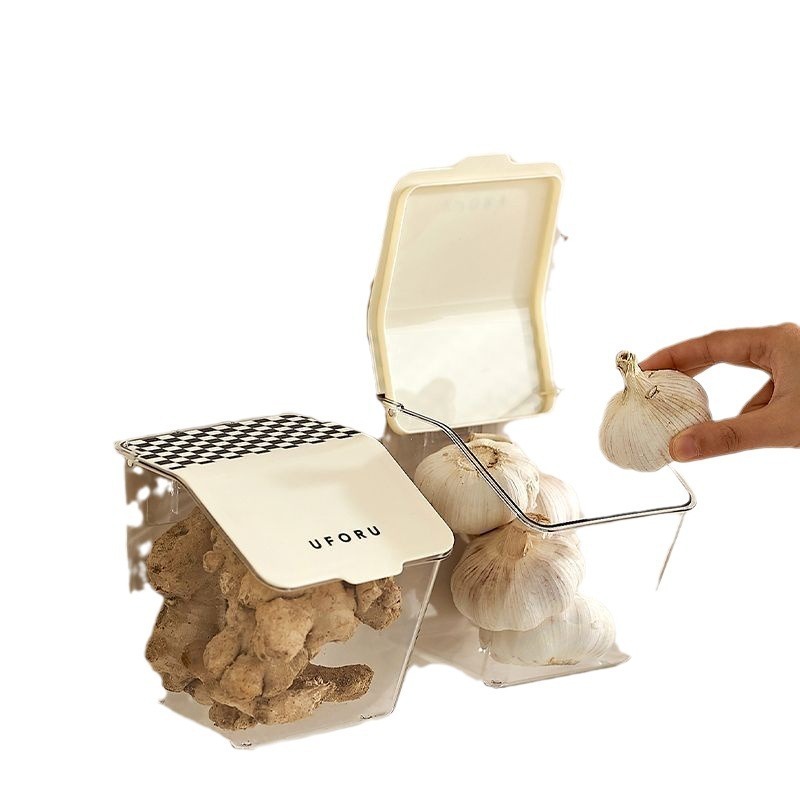 キッチン用玉ねぎ、生姜、ニンニク収納バスケット、穴あけ不要の壁掛け収納ボックス、蓋付き、大容量の穀物収納アーティファクト|undefined