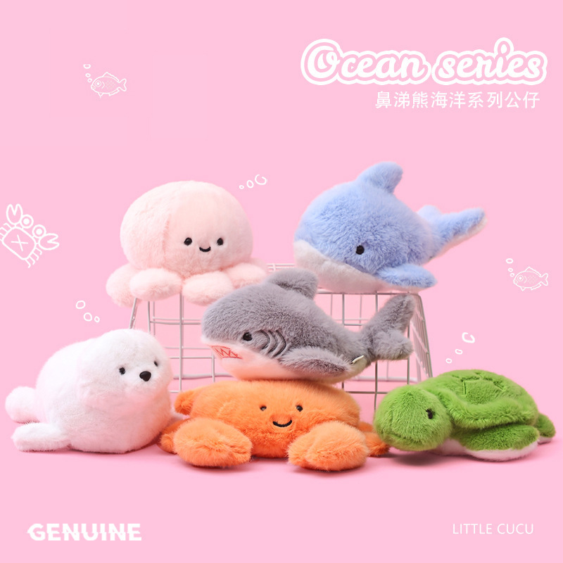 Authentic Snot Bear Ocean Shark Dolphin Seal Doll Turtle Crab Palm Treasure Stuffed Toy Car Doll