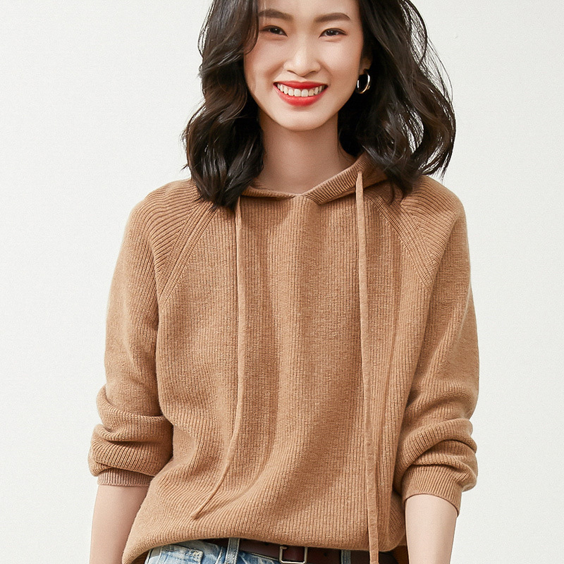Hooded Sweater Women's Autumn and Winter Loose Lazy Pullover Sweater Casual Loose Wool Knitted Base Hoodie