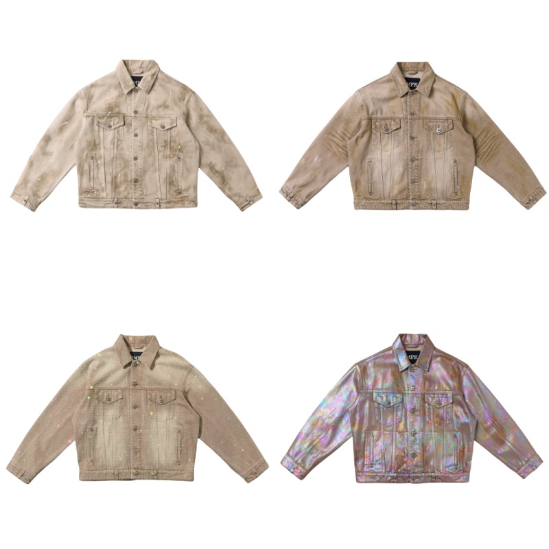 Smfk Wild Continent Giant Denim Jacket (Handmade) Bright Diamond Design Jacket