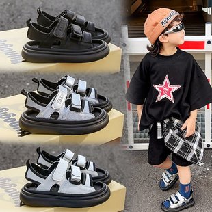 Soft Leather Version ~ Children's Sandals 2025 Summer New Boys' Easiest for Match Shoes Korean Style Girls' Thick-Soled Beach Shoes