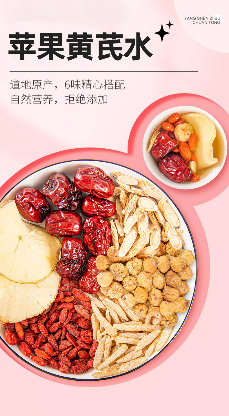 Apple Astragalus Herbal Tea 20g Cold Brew Fruit Tea with Fig Ophiopogon Jujube Goji overview