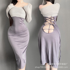 Romantic Night Passionate Lingerie Women's Cross Strap Bedtime Tease Seductive Fiery Battle Dress Alluring Sleep Dress 1658