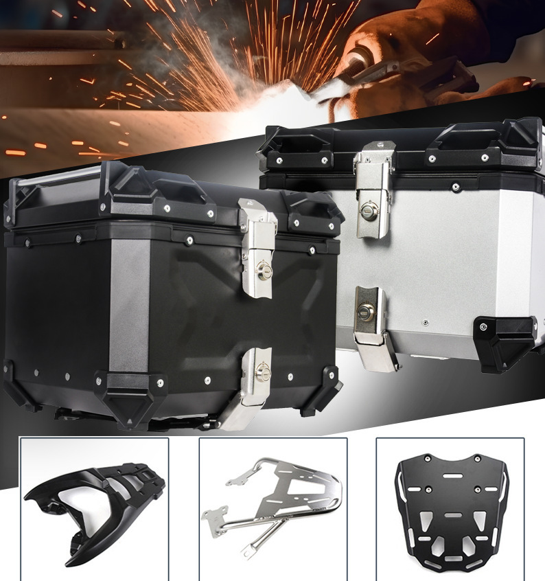 Motorcycle Aluminum Alloy Tail Box 45L Side Box Waterproof Anti-Theft Tail Box Quick-Release Design Universal Electric Vehicle Storage Box