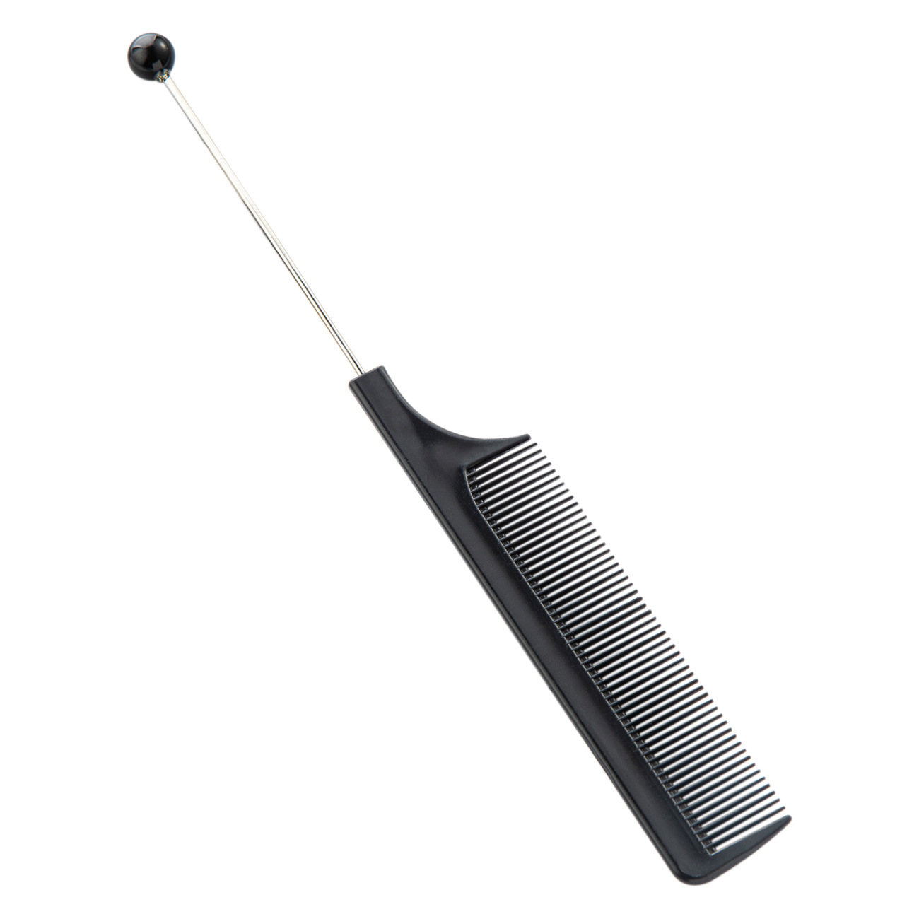 Peine con cuentas de bricolaje Peine de cola puntiaguda de plástico Peluquería para el hogar Peine de aguja de acero Dientes densos Peine rizado