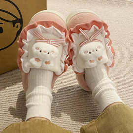 2024年新款家居棉拖鞋女士冬季保暖厚底情侣室内防滑月子鞋秋冬款