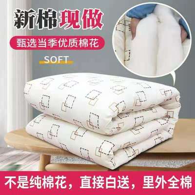 pure cotton quilt Cotton The quilt core manual quilt with cotton wadding Single Cotton Bedding student dormitory Winter quilt thickening