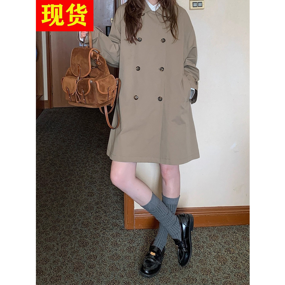 Rainy Korean Design Mid-Length Doll Collar Windbreaker Spring & Fall Women's Loose Double-Breasted New Cape Jacket