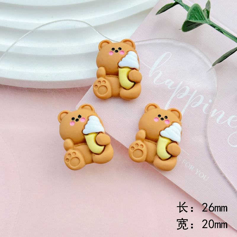 Curry esmerilado oso conejo resina diy accesorios joyería caja de teléfono móvil agujero zapatos agujero parches clip para el pelo material de joyería para el pelo