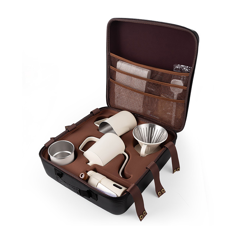 Acero inoxidable conjunto de café portátil al aire libre acampado papel de filtro de viaje de café de mano regalos al por mayor
