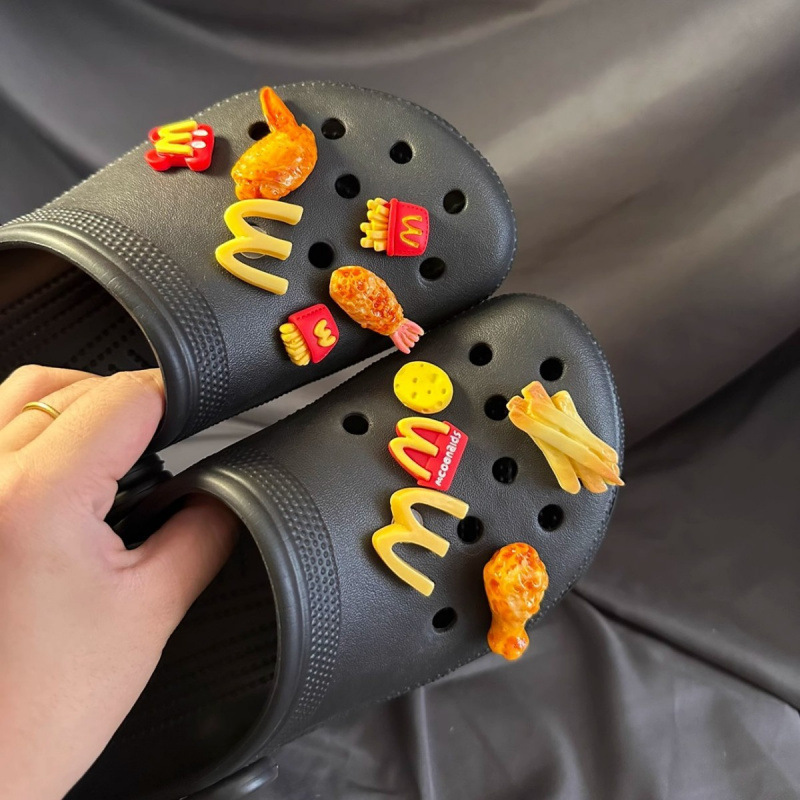 Suitable for Crocs, Mai Men Shoes, Cola, Hamburger, Chicken Legs, Chicken Wings, French Fries, Food Toys, Shrimp Dumplings, Personalized Original Decorations