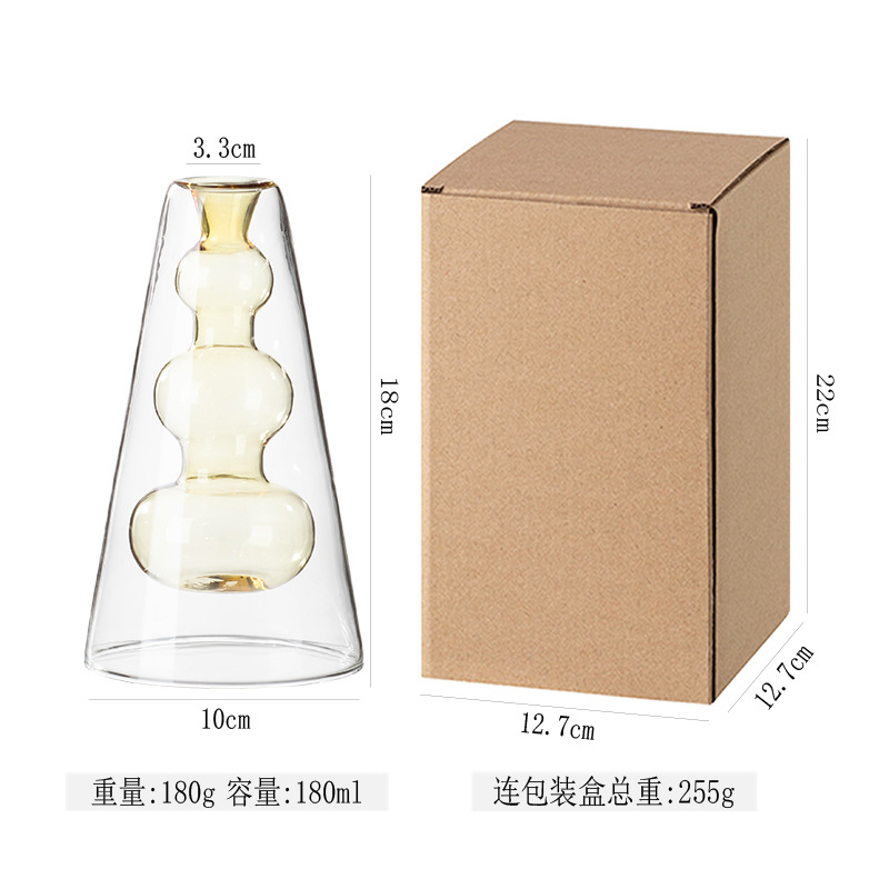 Jarrón de cristal de doble capa, adorno de estilo europeo, decoración de sala de estar cultivada en agua, recipiente para flores minimalista moderno nórdico, diseño creativo hidropónico