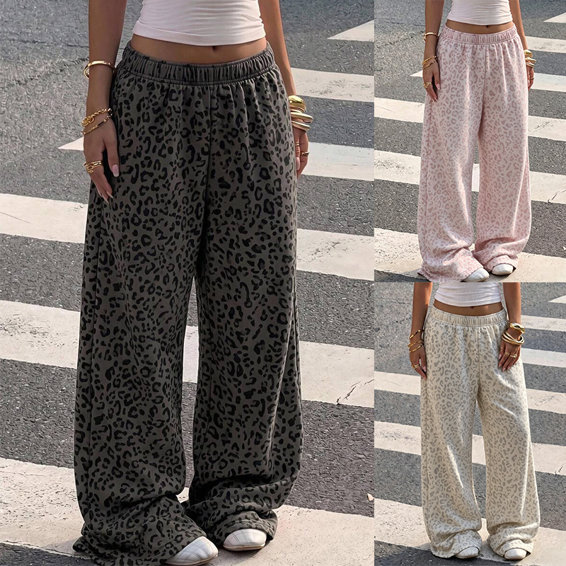 European and American cross-border Amazon TIKTOK 2026 autumn and winter new women's fashion casual leopard print sweatpants