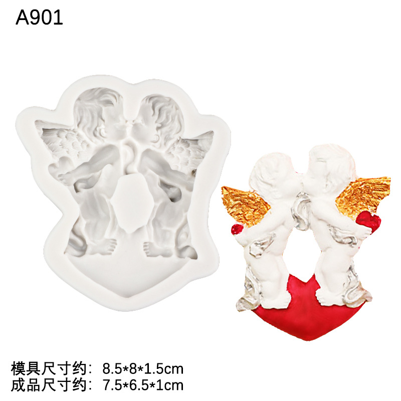 Ángel de estilo europeo marco de fotos de silicona molde Ángel pastel decoración Cupido chocolate DIY hornear pastel de fondant