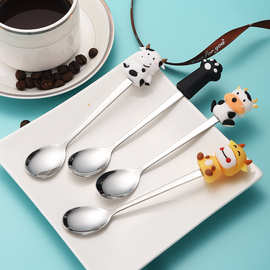 pvc软胶勺子套 儿童餐具卡通可爱公仔头汤勺咖啡搅拌勺小餐具