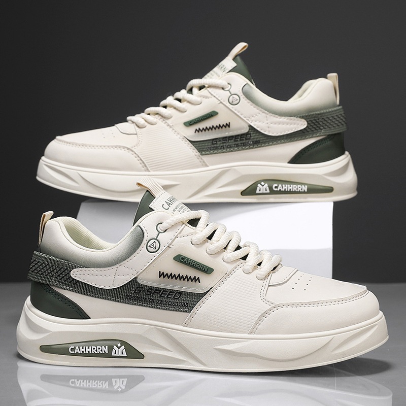 Zapatos de skate para hombres zapatos blancos de cuero casuales para hombres 2025 nuevos zapatos de primavera bajos de fondo plano de moda estudiantes adolescentes