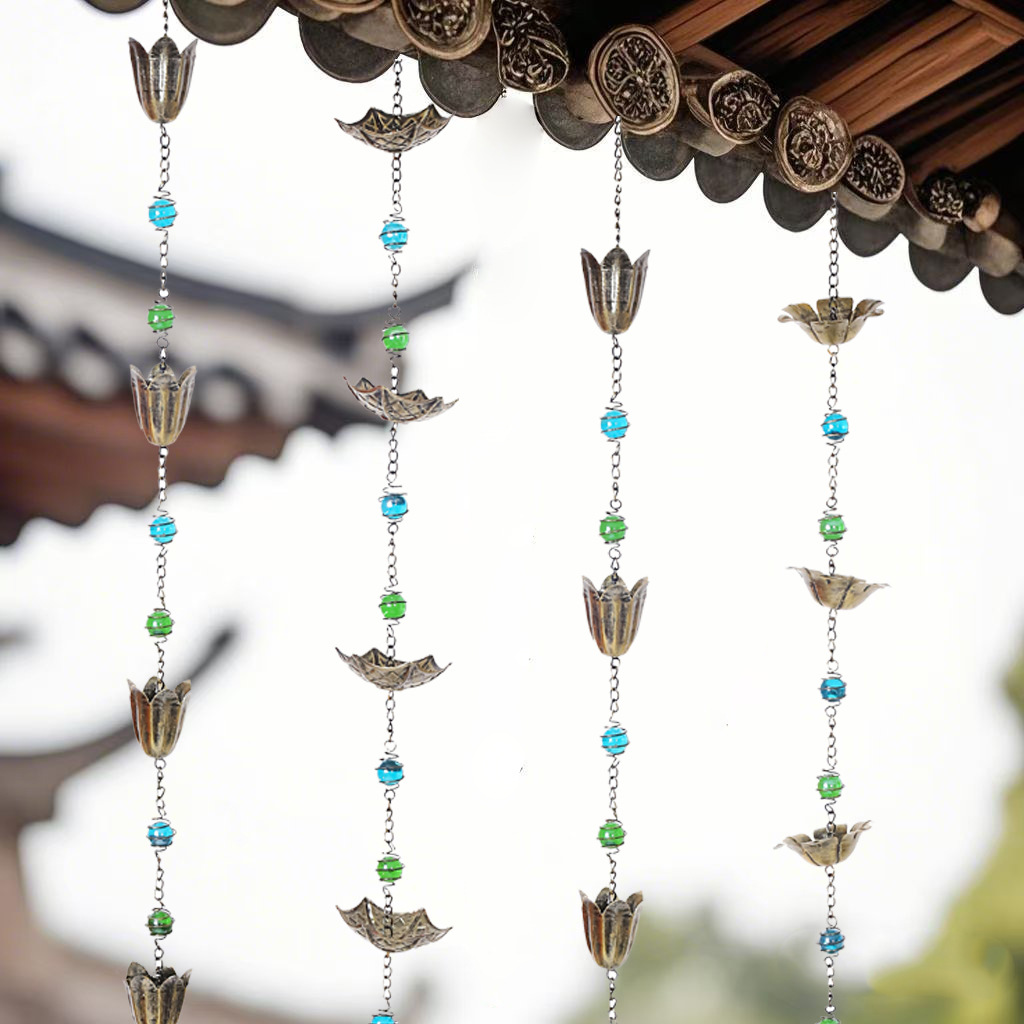 Temple Courtyard Rain Chain Drainage Falling Chain Ancient Building Gutter Rain Chain House Eaves Rain Water Chain Rain Bell